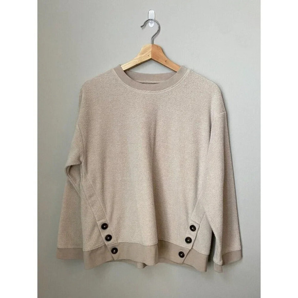 Madewell Women's (Re)sourced Brushed Side-Button Relaxed Sweatshirt in Cream XXS - Picture 2 of 16